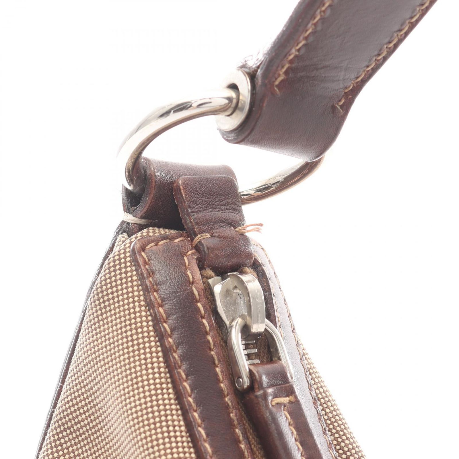 プラダ PRADA ショルダーバッグ ブラウン キャンバス レザー ロゴ