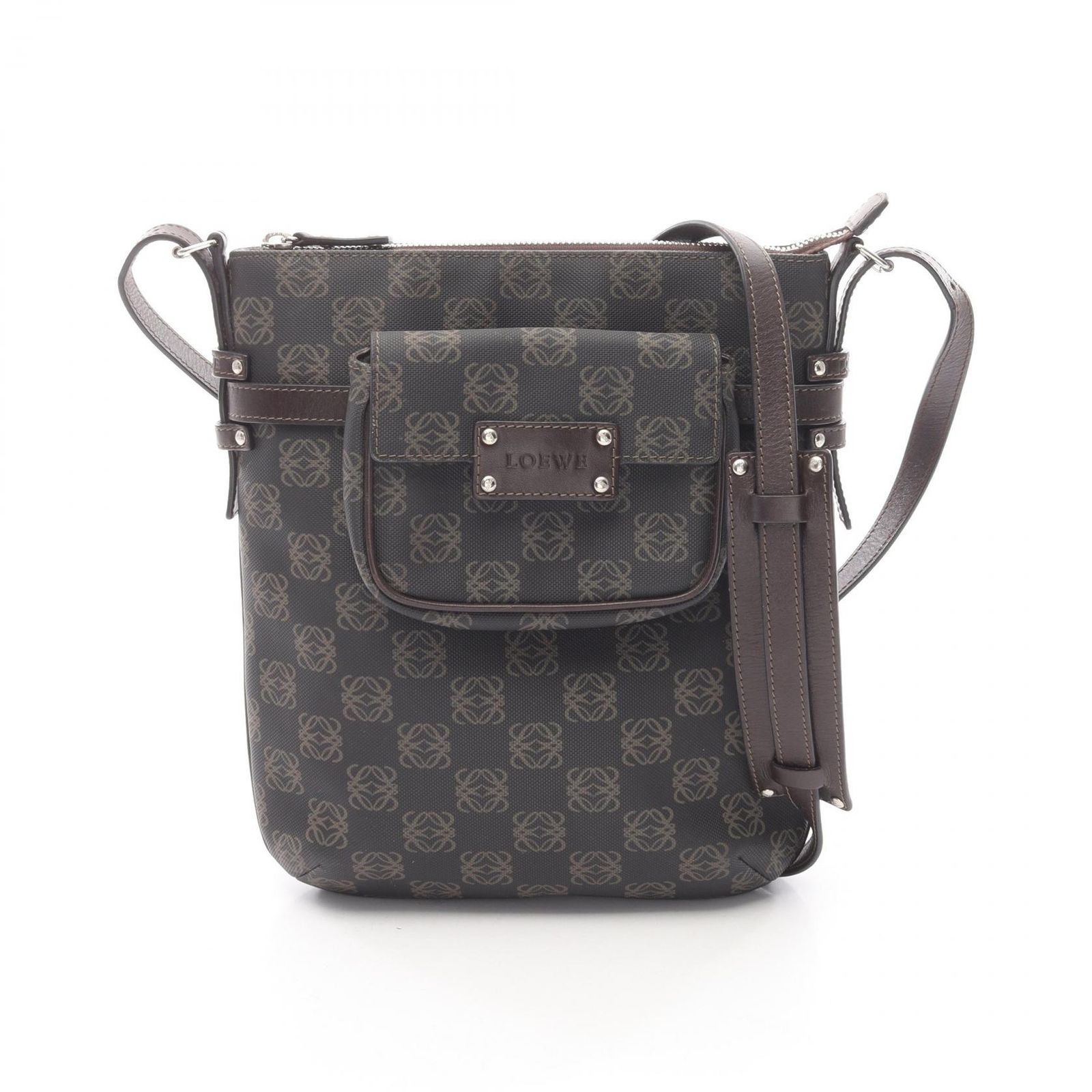 LOEWE ダークブラウン ショルダーバッグ ロエベ LOEWE ショルダーバッグ アナグラム ダークブラウン PVC