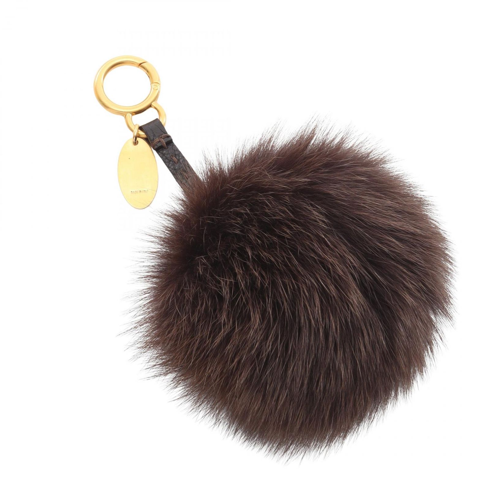 フェンディ FENDI キーホルダー セレリア ダークブラウン レザー