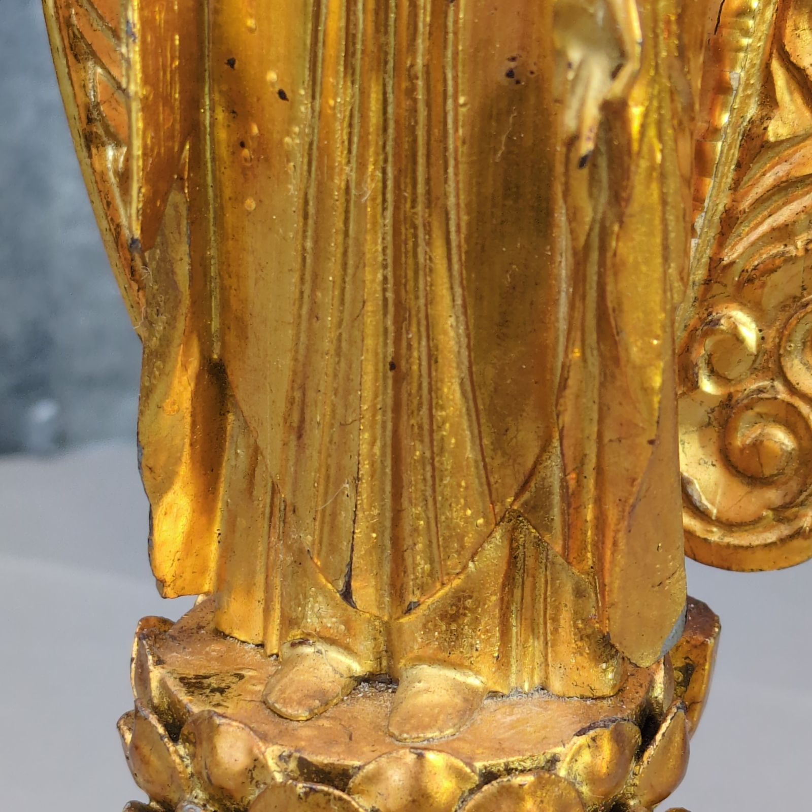 仏像 立像 光背付 金色 仏教美術 置物 民芸 古道具 A684 - メルカリ