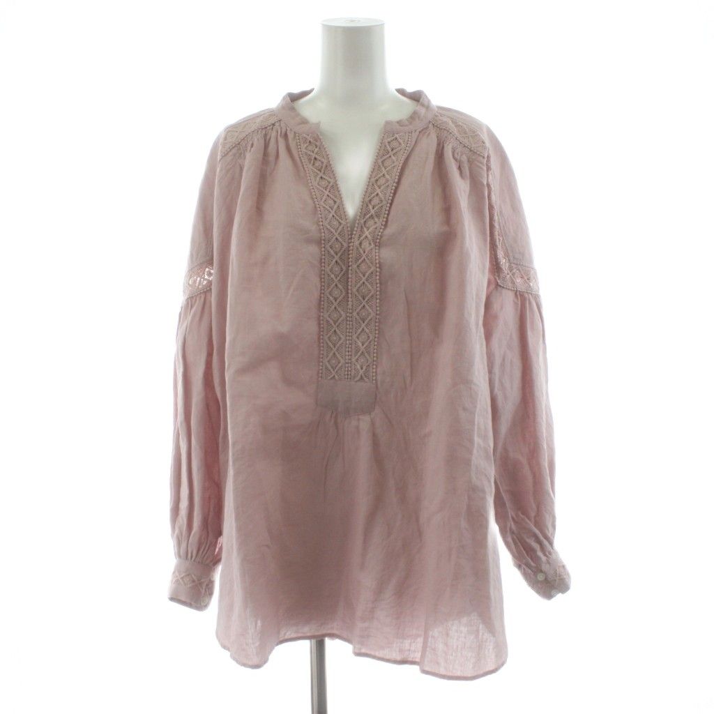 2022年モデル　ヌキテパ　リネンコットン　ブラウス　刺繍　ピンク　レース ヌキテパ NE QUITTEZ PAS! COTTON LINEN LACE BLOUSE コットンリネン