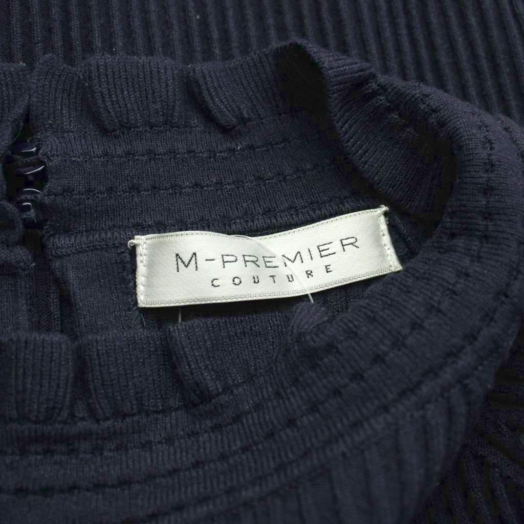 エムプルミエ M-Premier カットソー 38 ネイビー 長袖 フリルネック