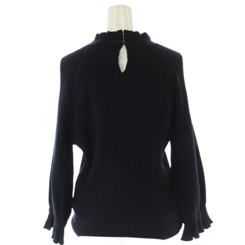 エムプルミエ M-Premier カットソー 38 ネイビー 長袖 フリルネック