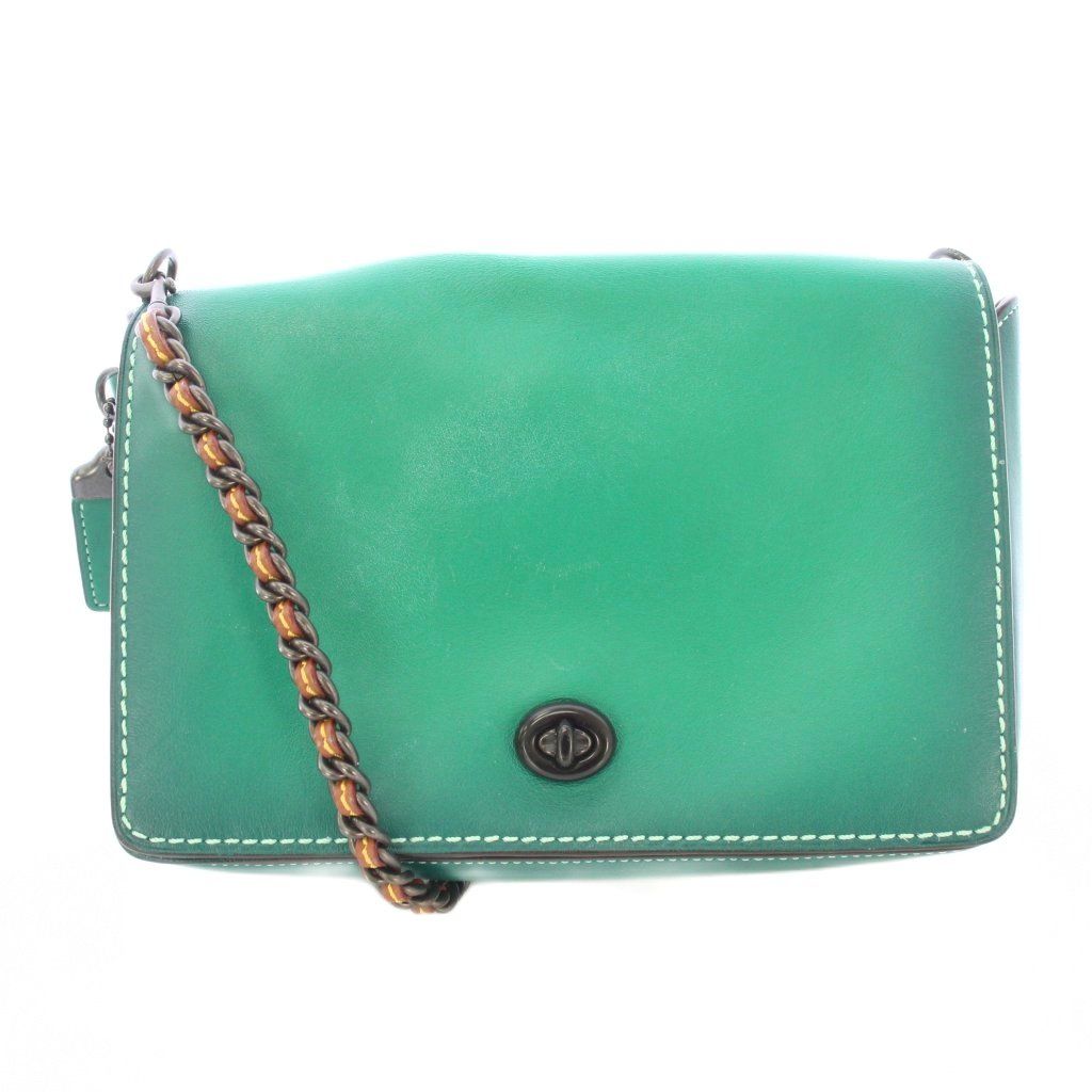 コーチ COACH ショルダーバッグ レザー チェーン ターンロック式 緑