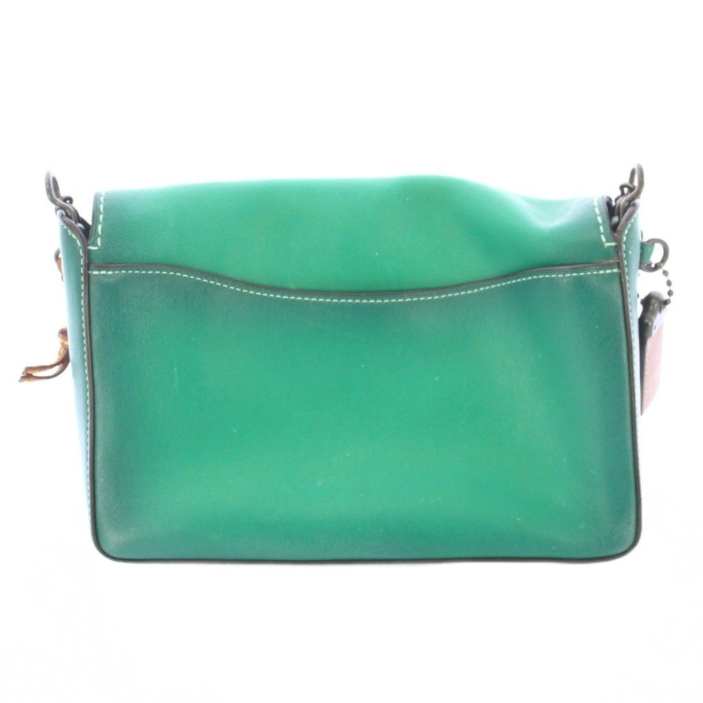 コーチ COACH ショルダーバッグ レザー チェーン ターンロック式 緑