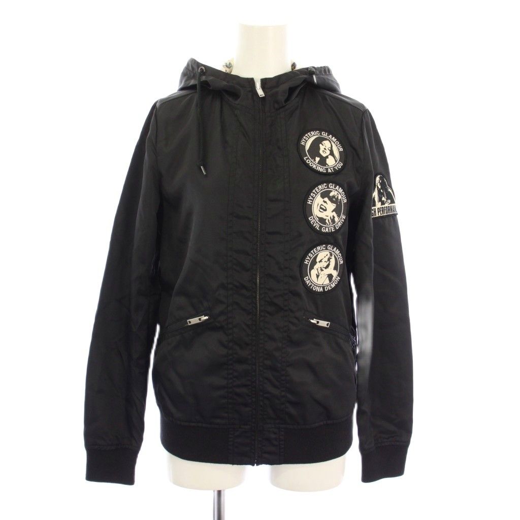 ヒステリックグラマー ワッペンガール フーデット ナイロン ジャケット 黒 ヒステリックグラマー HYSTERIC GLAMOUR ナイロンジャケット アウター