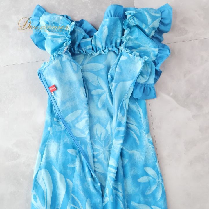 フラダンス 衣装 ワンピース ドレス ブルー系 マーメイドライン