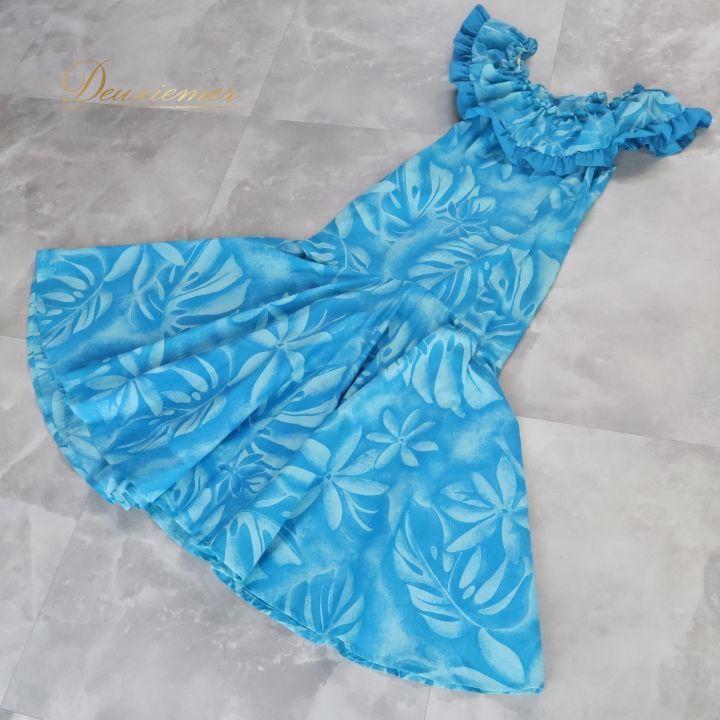 フラダンス 衣装 ワンピース ドレス ブルー系 マーメイドライン