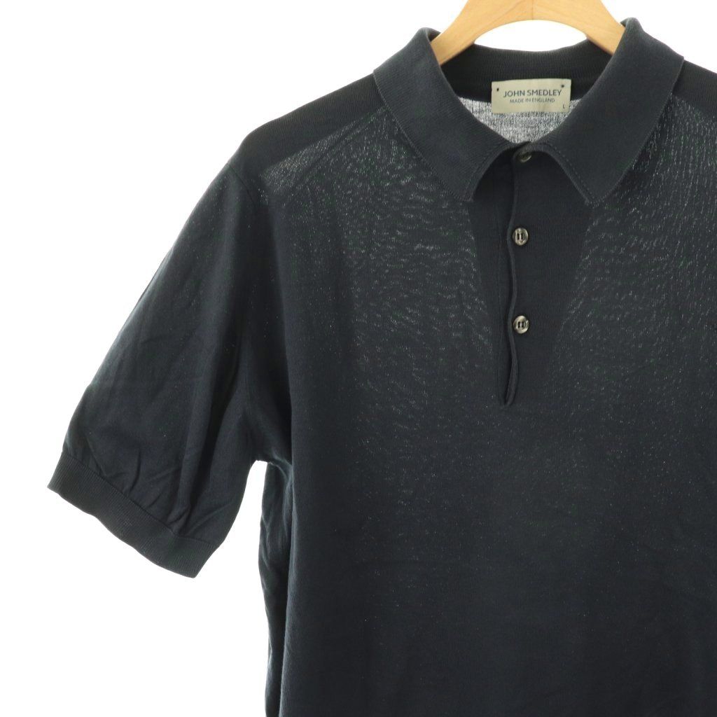 ★JOHN SMEDLEY ネイビー Lポロシャツ 半袖 ジョンスメドレー ジョンスメドレー JOHN SMEDLEY コットン ポロシャツ 半袖 L ネイビー