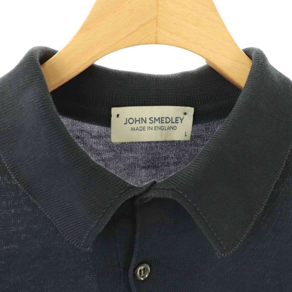 ジョンスメドレー JOHN SMEDLEY コットン ポロシャツ 半袖 L ネイビー