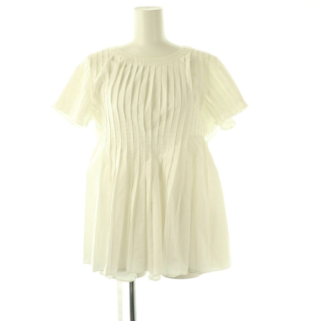 サカイ sacai バックオープンプリーツブラウス 半袖 プルオーバー 2 白