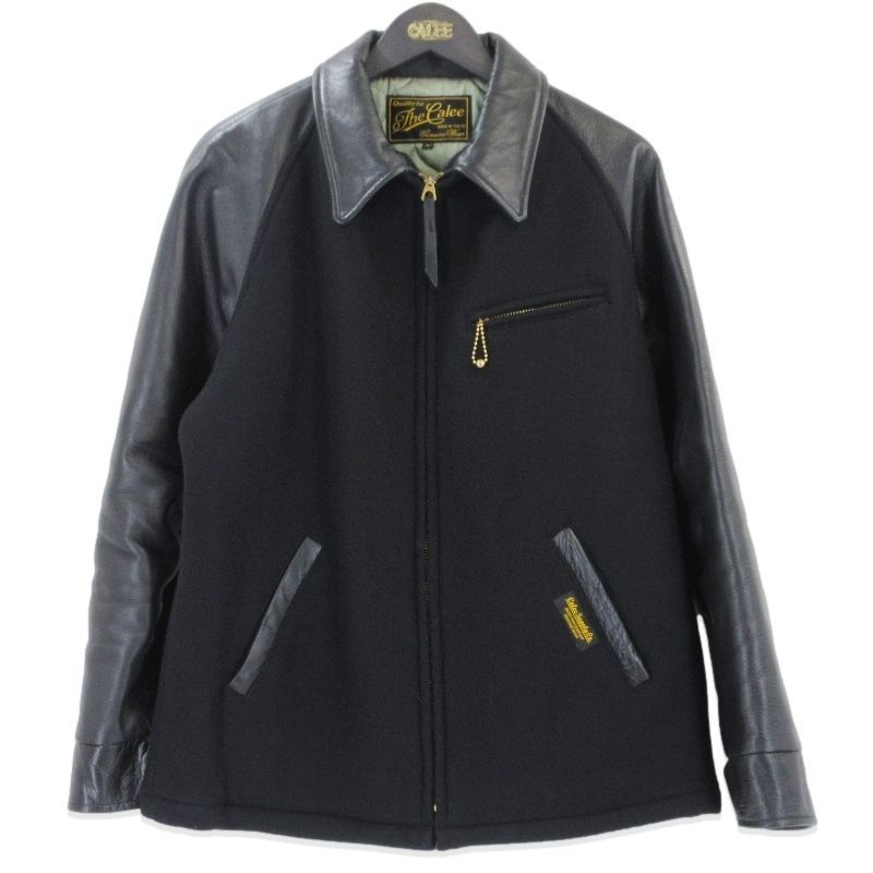 CALEE キャリー スポーツジャケット メルトン ウール レザー ブルゾン