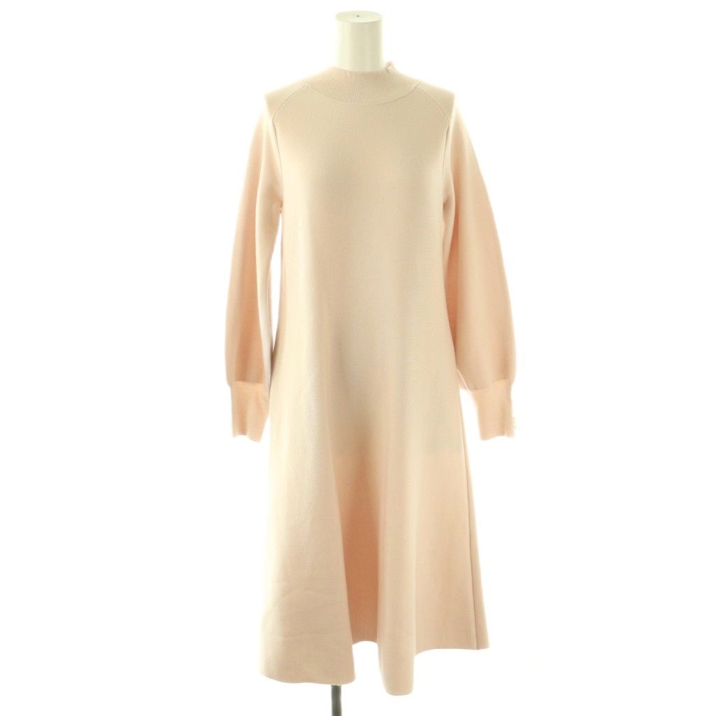 アナイ ANAYI ウールスムースAラインワンピース ロング 長袖 38 ピンク