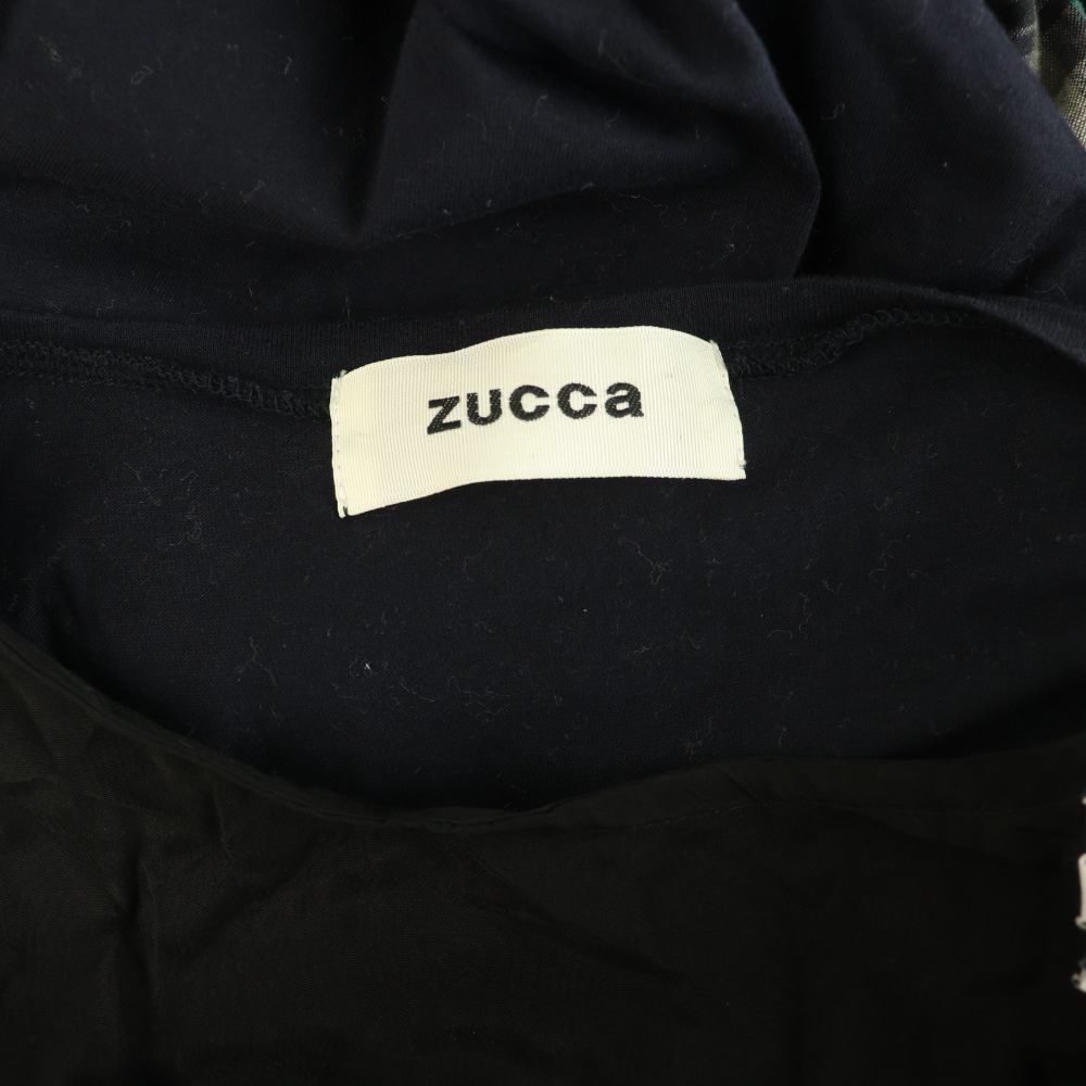 ズッカ zucca 異素材ドッキングワンピース ロング 半袖 チェック M
