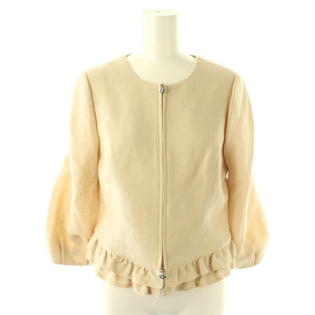 エムズグレイシー M'S GRACY ノーカラージャケット 薄手 ジップアップ