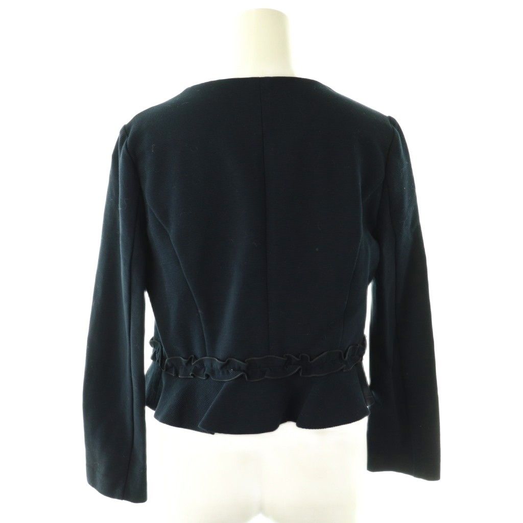 トッカ TOCCA フリルジャケット ノーカラー ジップアップ M 紺 /NR