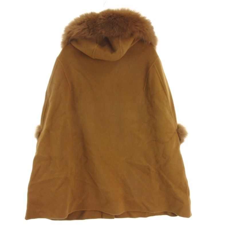 ダイアグラム　diagram フォックスファー　ウールリバーポンチョ　ブラウン ダイアグラム Diagram ポンチョコート フーディ フォックスファー