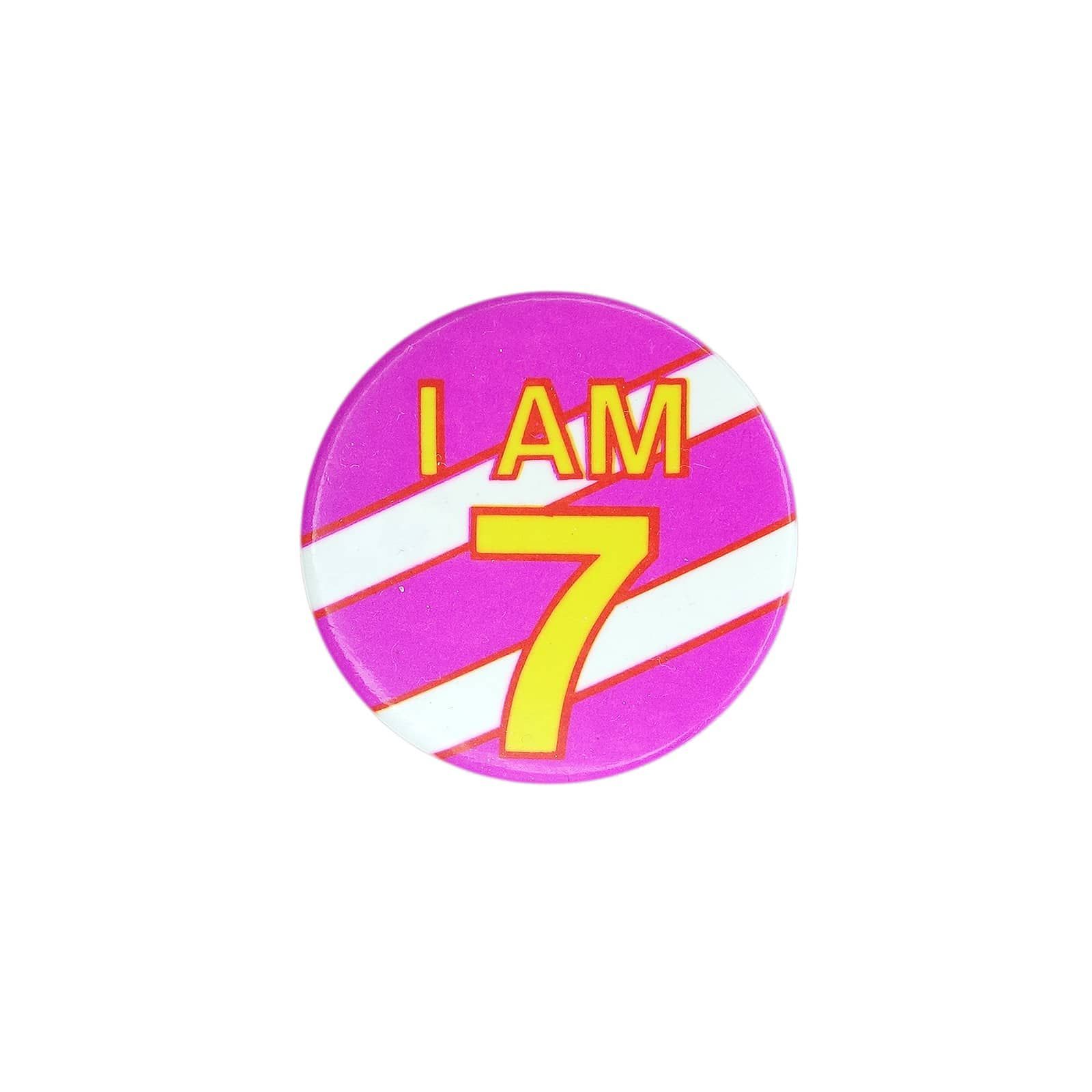 I AM 7 レトロ 缶バッジ 文字 数字 英語 缶バッチ ピンバッジ 缶バッヂ
