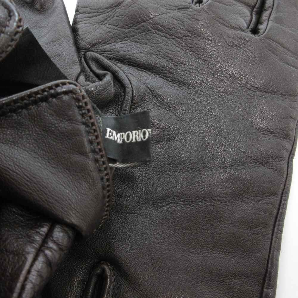 エンポリオアルマーニ EMPORIO ARMANI レザーグローブ 手袋 M 裏起毛