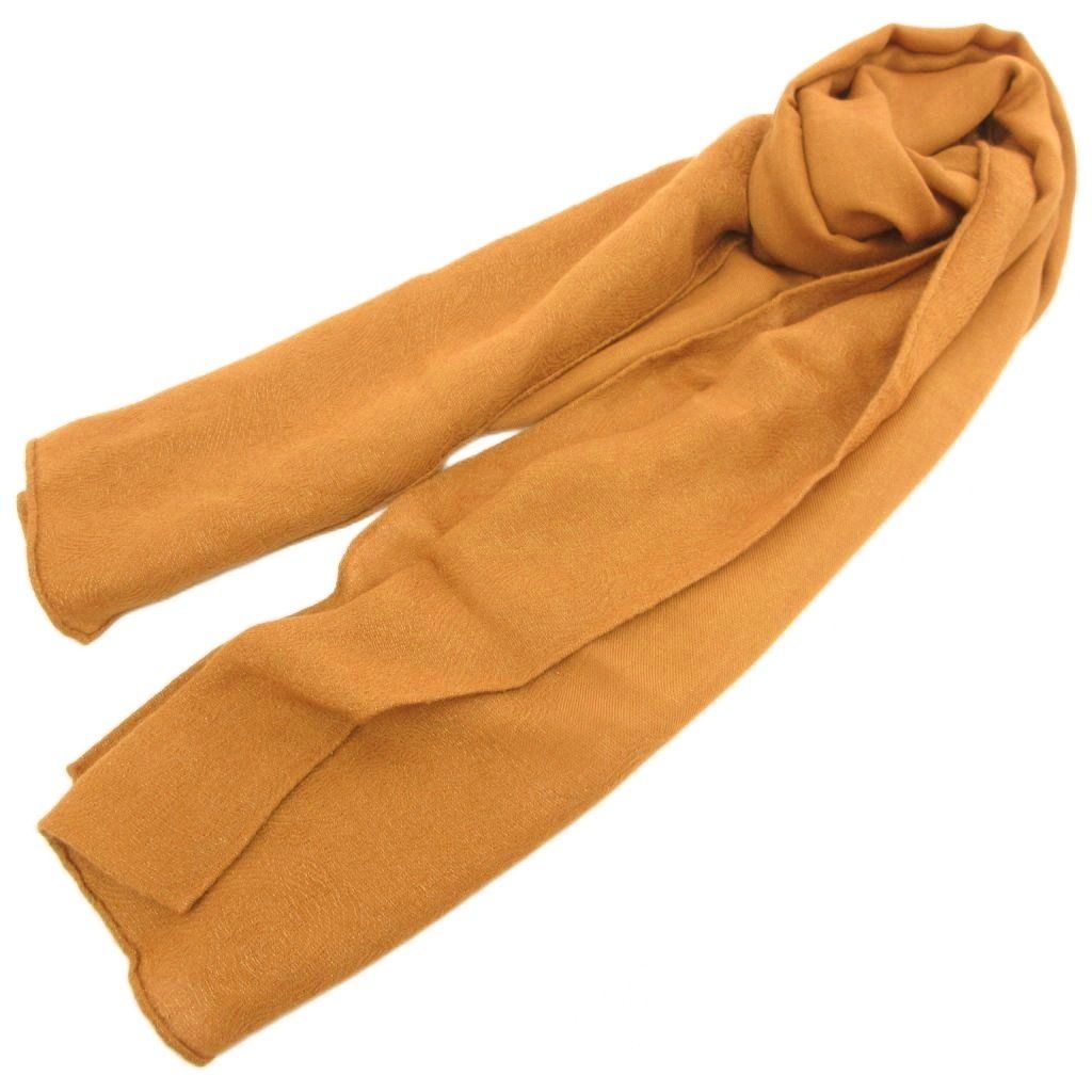美品　レリアン　ストール、ショール　カシミヤ・シルク 66cm×170cm レリアン Leilian ストール カシミヤ シルク混 マスタードイエロー系