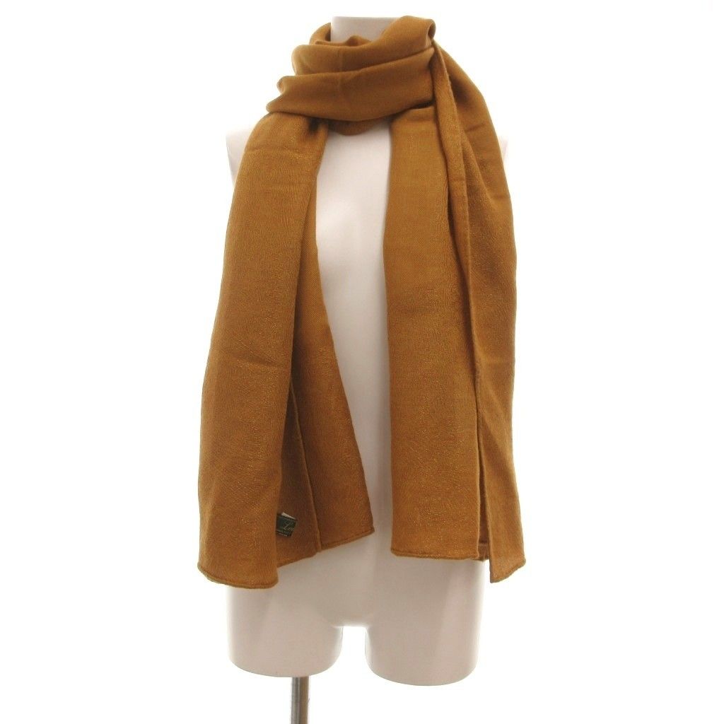 レリアン Leilian ストール カシミヤ シルク混 マスタードイエロー系