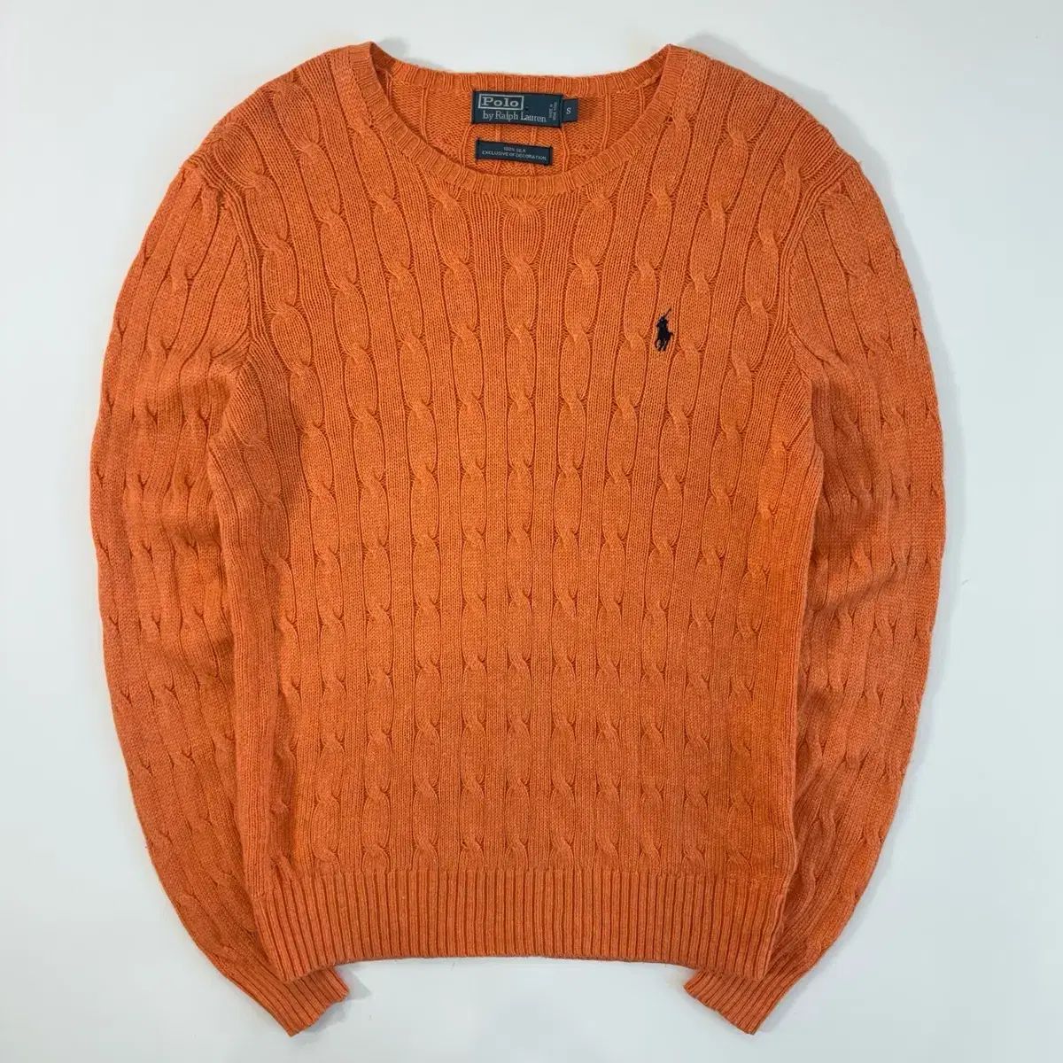 Polo ポロ ラルフローレン 刺繍 シルク オレンジ ケーブル編み ニット