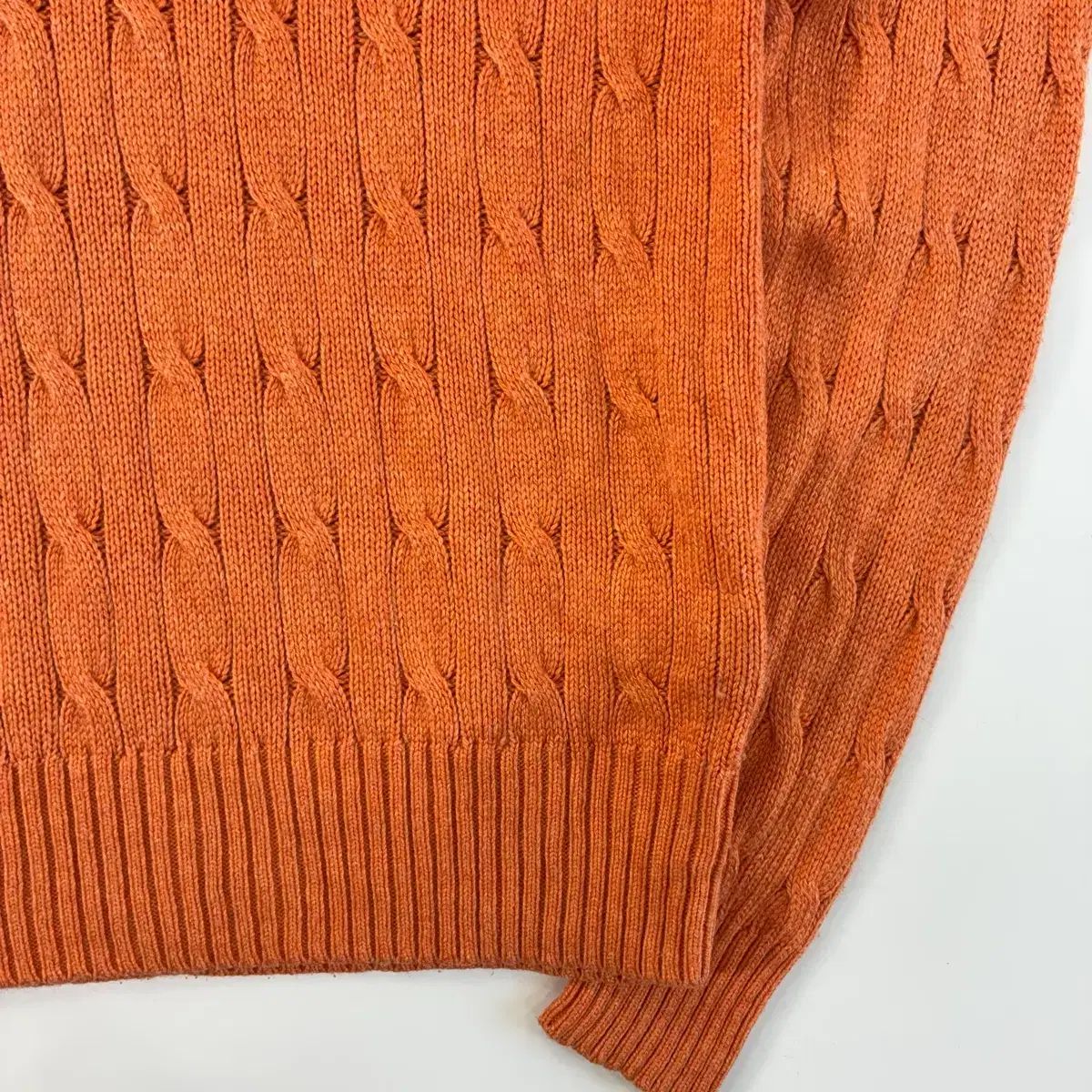 Polo ポロ ラルフローレン 刺繍 シルク オレンジ ケーブル編み ニット