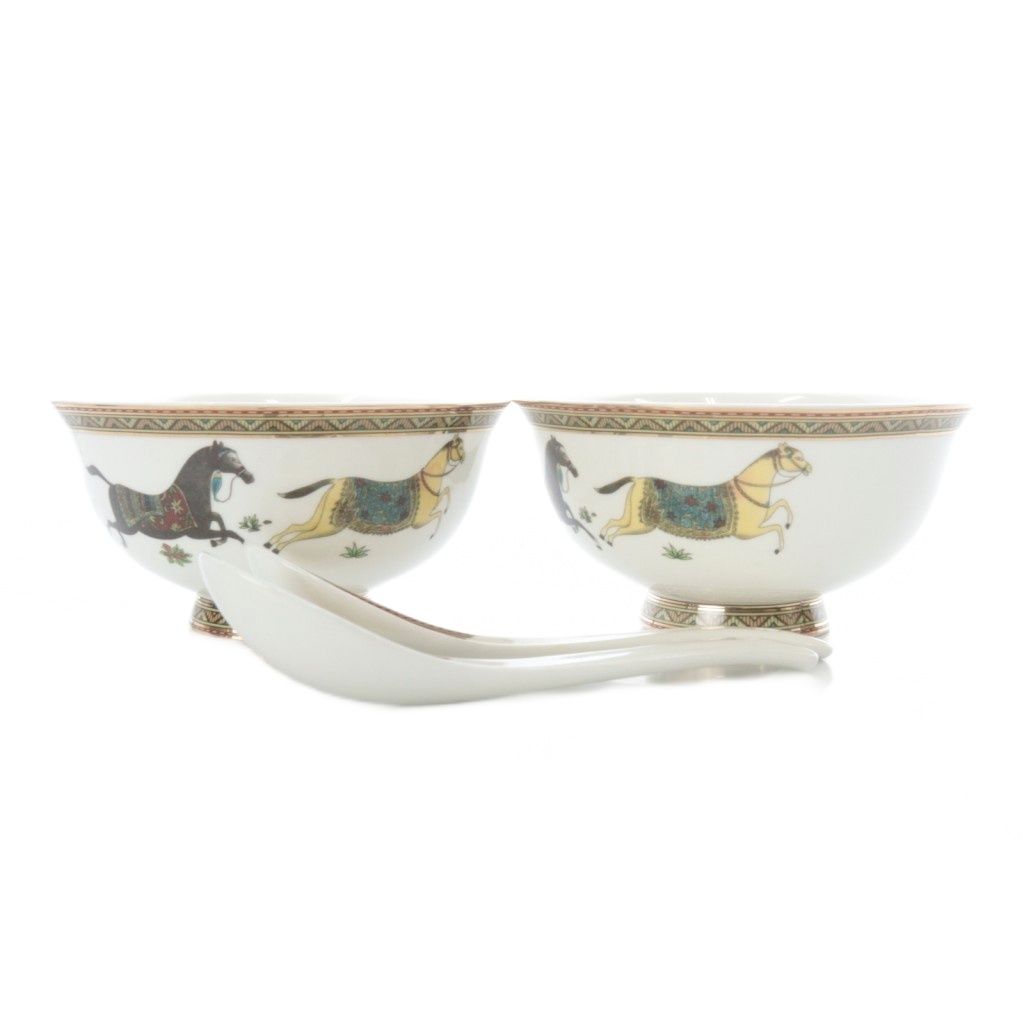 エルメス HERMES シュヴァルドリアン スープボウル レンゲ 2個セット