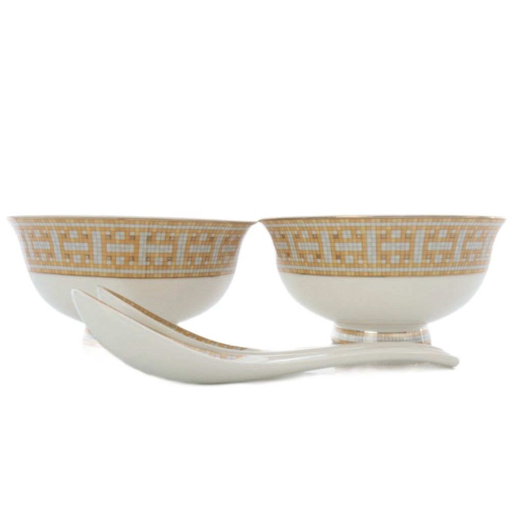 エルメス HERMES モザイク24 ヴァンキャトル スープボウル レンゲ 2個