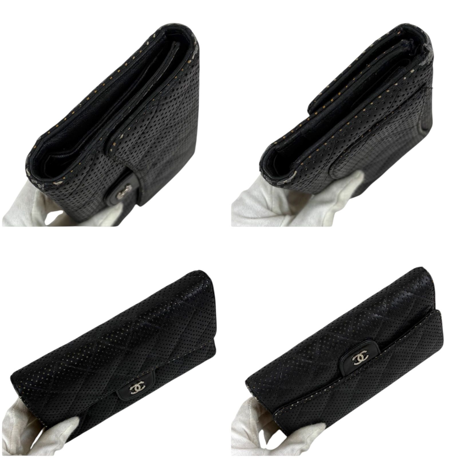 CHANEL マトラッセ　ラムスキン　ブラック キルティング 長財布 人気】CHANEL マトラッセ キルティング 長財布 二つ折り ラムスキン 黒