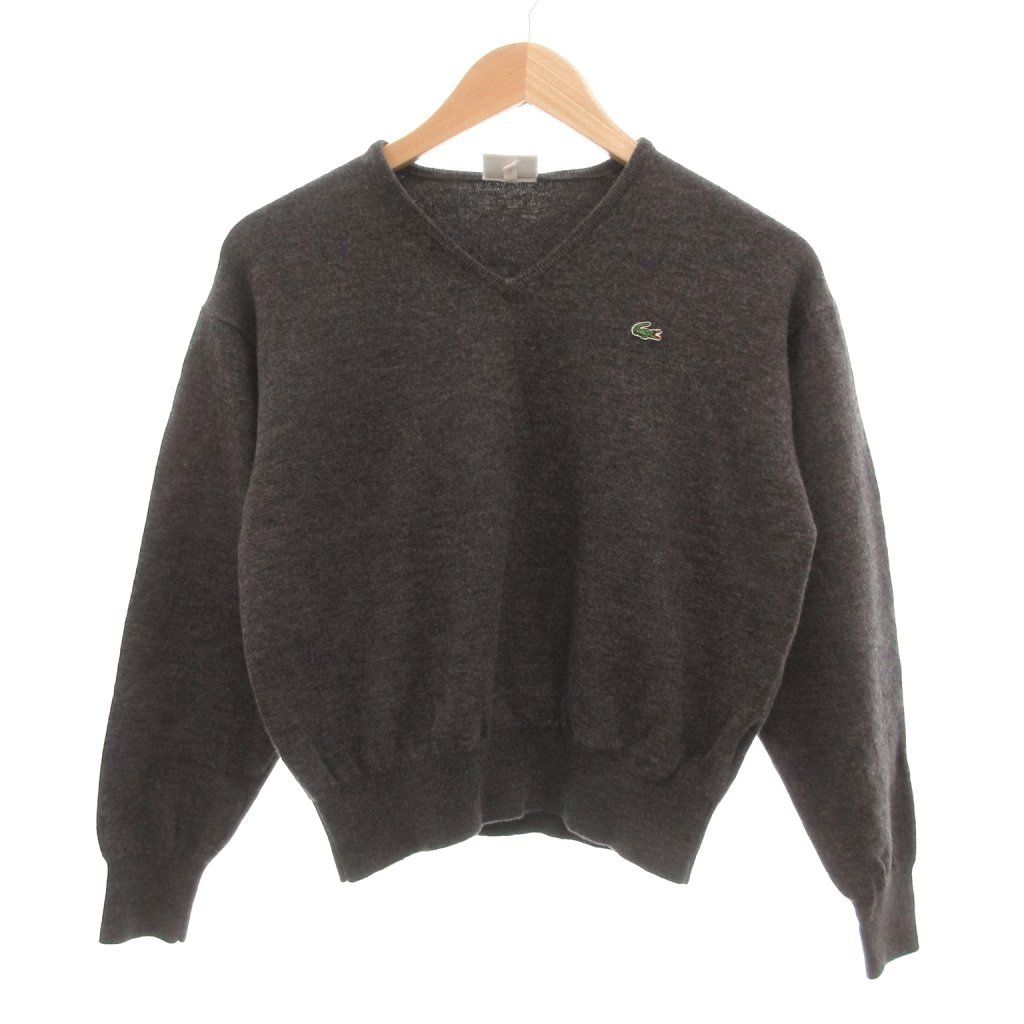 ラコステ LACOSTE 文字ワニ ニット セーター ウール 長袖 Vネック ロゴ