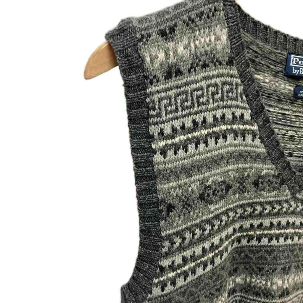 ⭐️希少⭐️ラルフローレン ニットベスト 総柄 シルク L相当 美品 ビンテージ ラルフローレン/90sヴィンテージ/フェアアイル柄ニットベスト/リネン