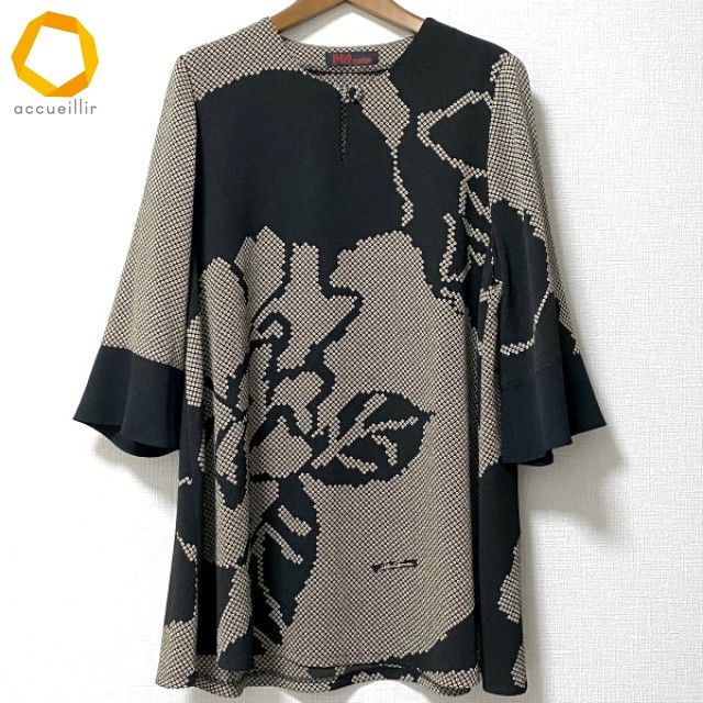 詩仙堂　ヒトシタムラ　ジャケット　チュニック　ちりめん￼ anc シセンドウ 詩仙堂 ヒトシタムラ チュニック 黒 ベージュ ちりめん