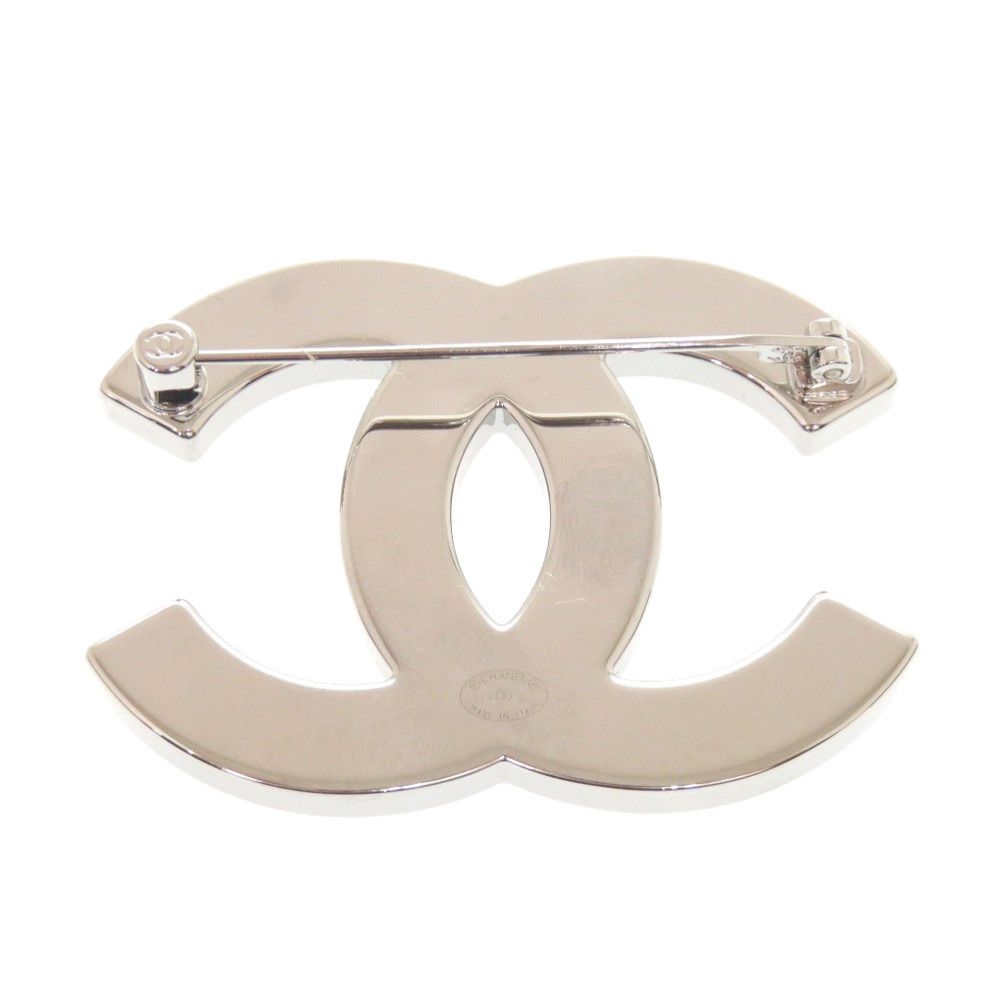 新品同様 シャネル デニム ココマーク B24 B ブローチ メタル ネイビー