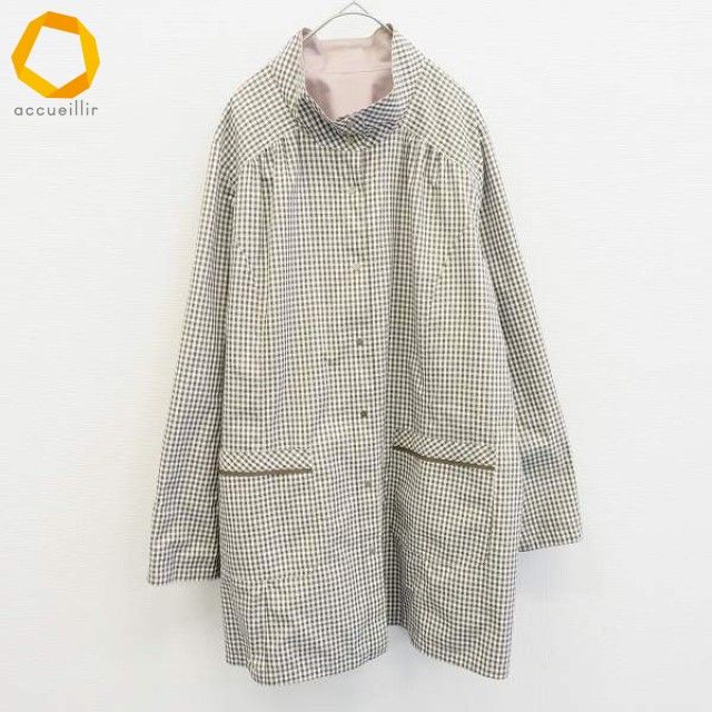レリアン Leilian リバーシブル コート ナイロン チェック 大きい