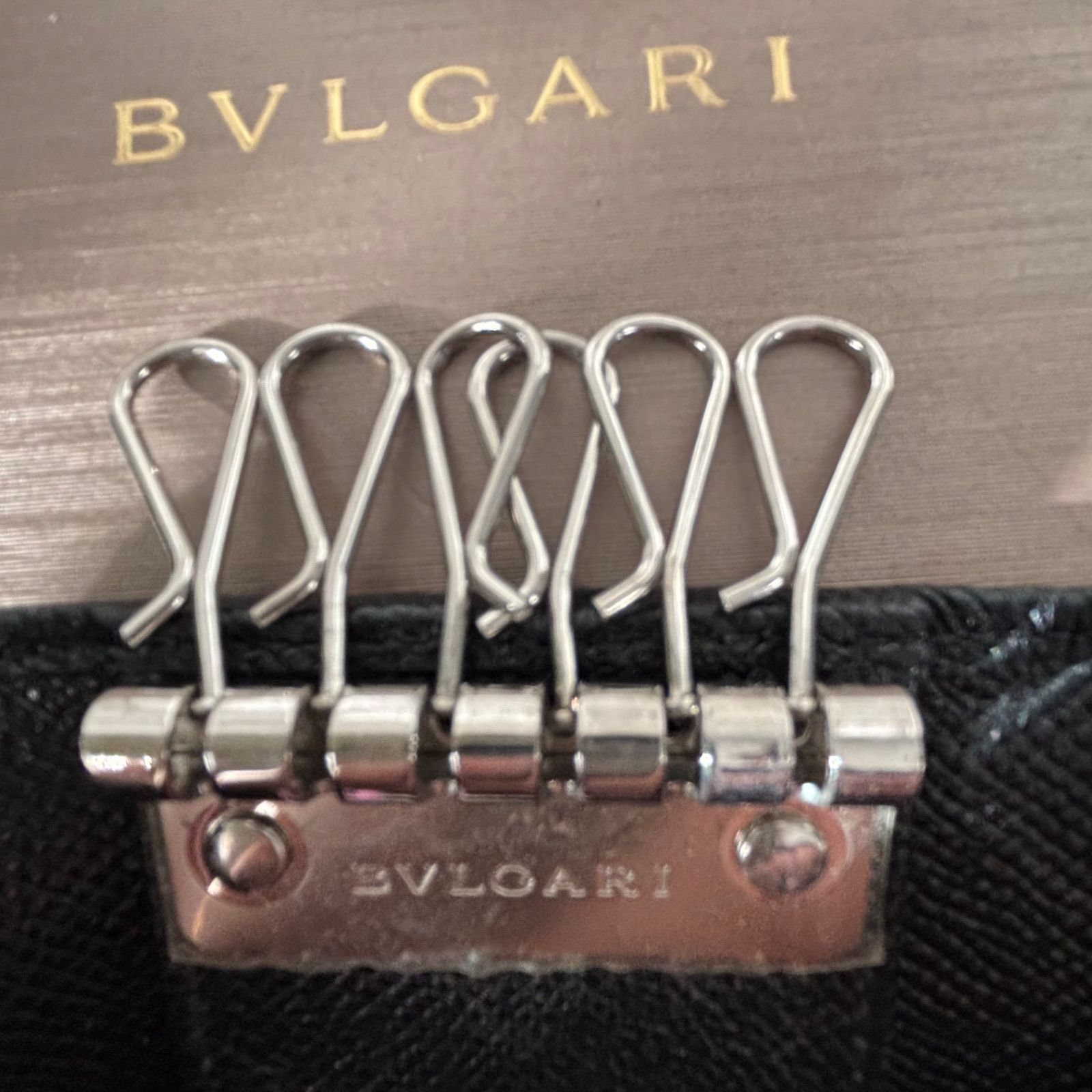 未使用】BVLGARI ブルガリ ブラック レザー 6連キーケース 黒 箱付き