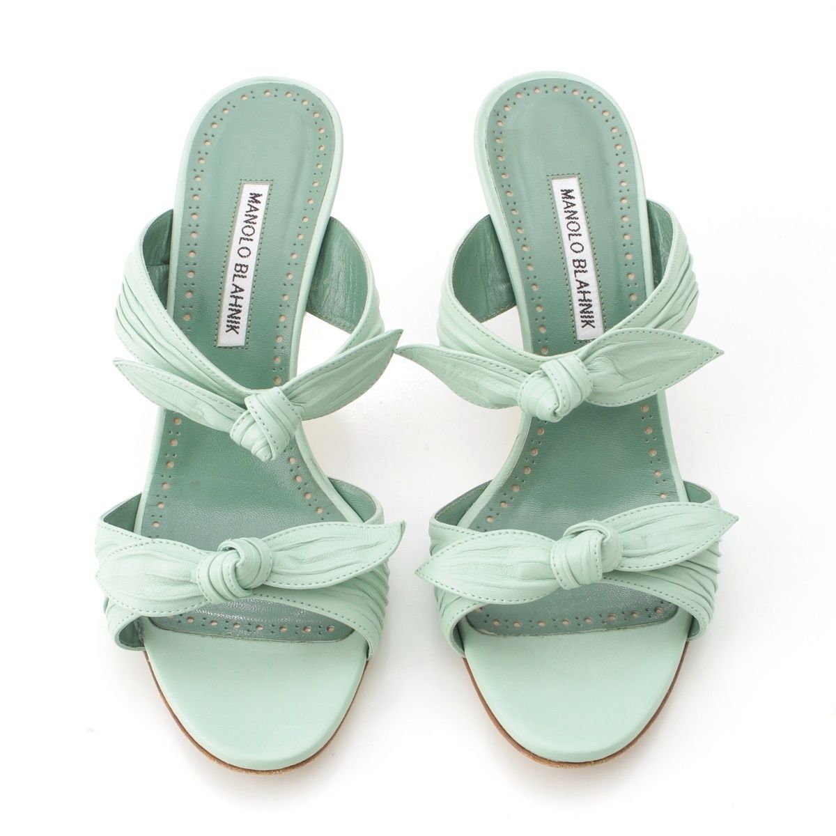 マノロブラニク LOLLO レザー ダブルリボン ヒール サンダル シューズ