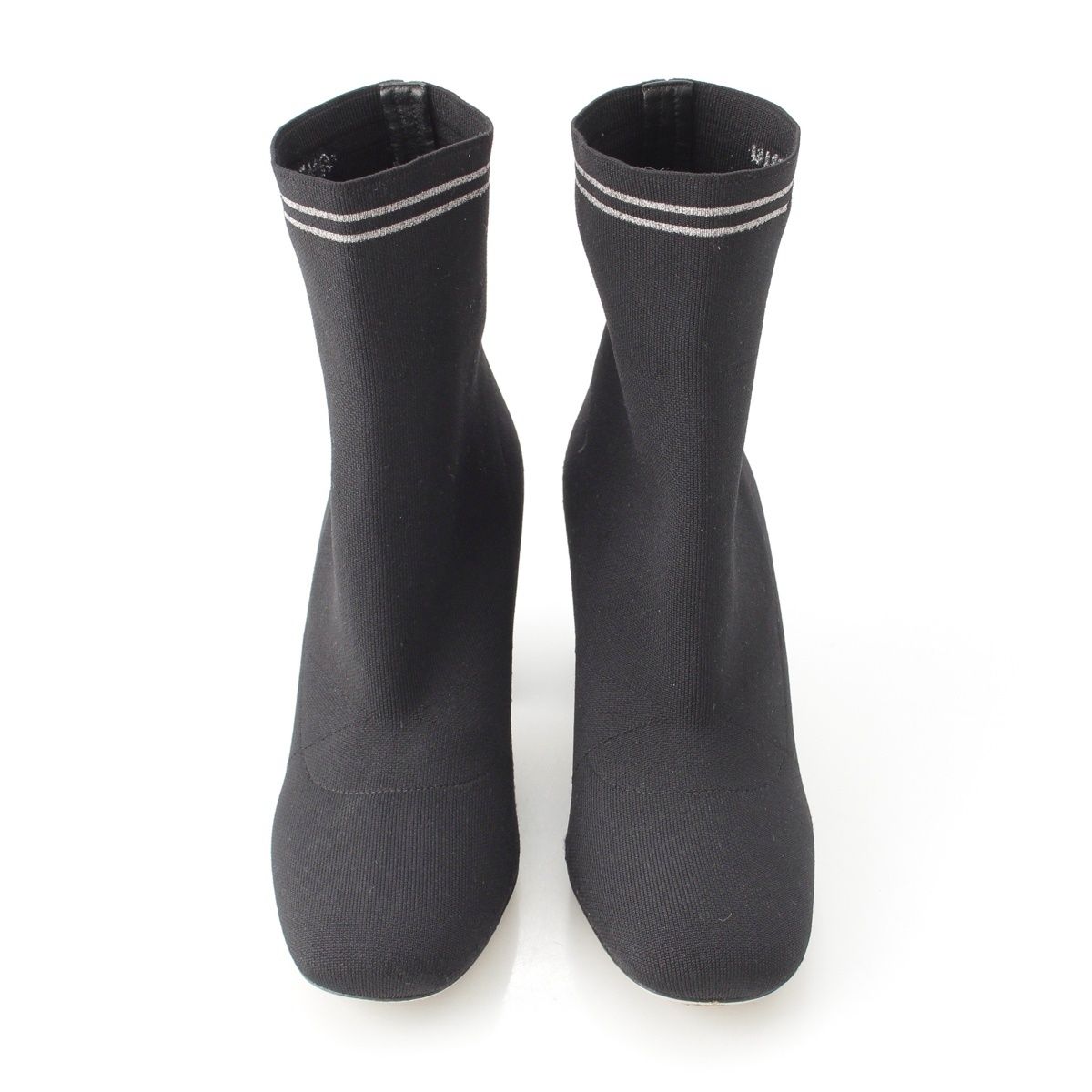 ミュウミュウ 刺繍 ロゴ ラメ グリッターヒール ソックス ショート