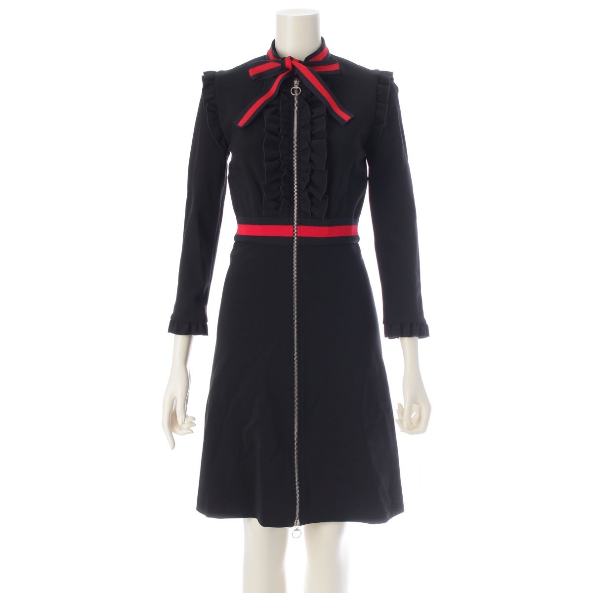 グッチ シェリーライン リボン ワンピース ドレス 457032 ブラック XS