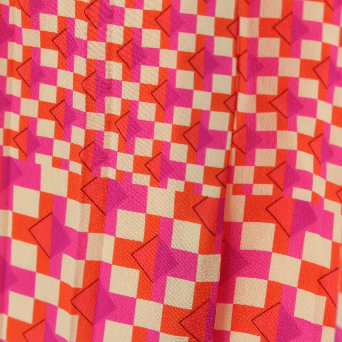 ドゥロワー FALL2 シルク ジオメトリック 総柄 プリント プリーツ