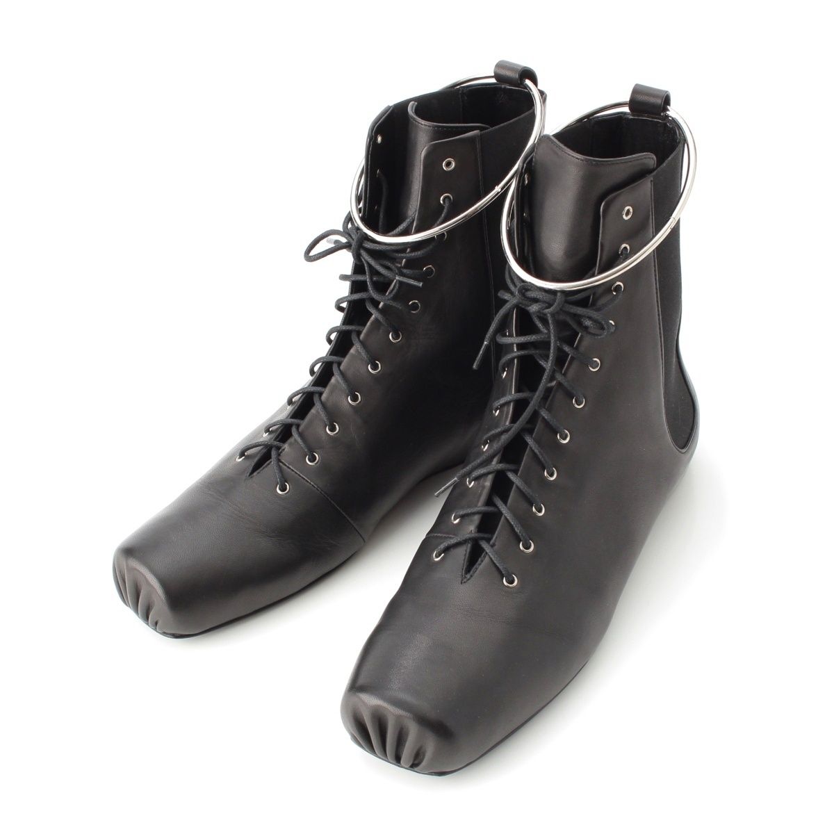 ジルサンダー レザー サイドゴア スクエアトゥ アンクレット レース