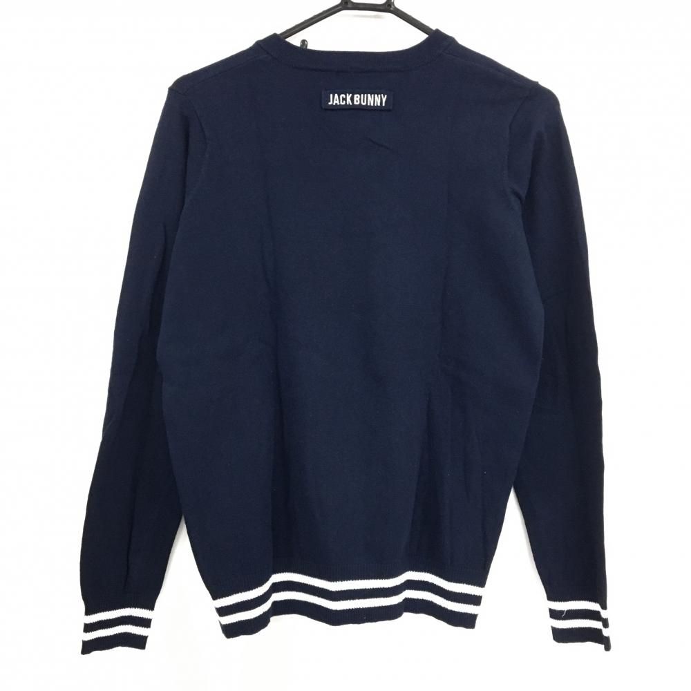 ジャックバニー セーター ネイビー ウサギ刺しゅう Vネック ニット