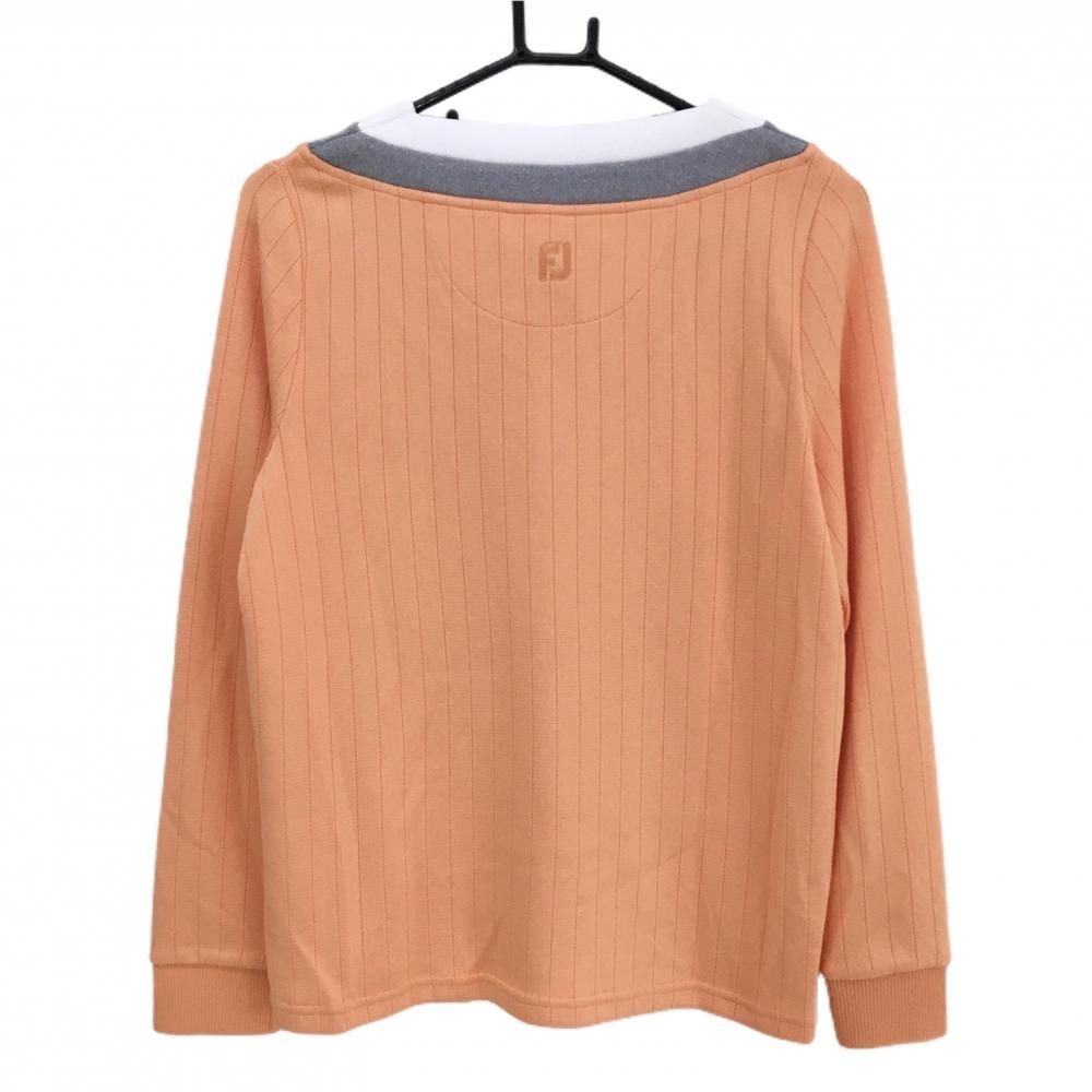 超美品】フットジョイ セーター オレンジ×白 ストライプ地模様 Vネック