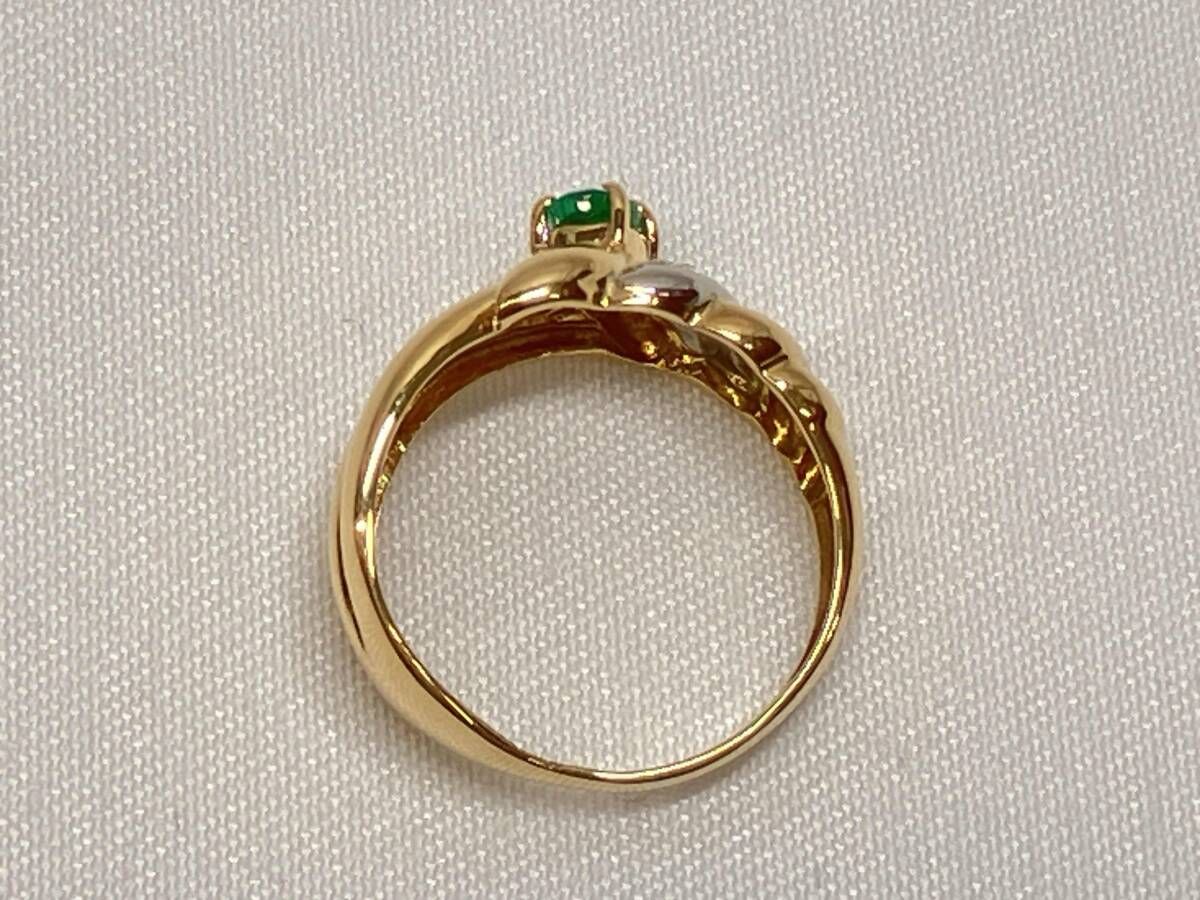 新品仕上済み】 Pt900／K18（総2.3g） 3号 エメラルド ダイヤモンド