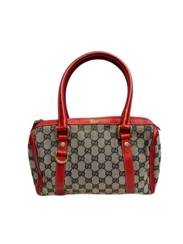 GUCCI グッチ GGネイビーレッド キャンバス ミニボストンバッグ