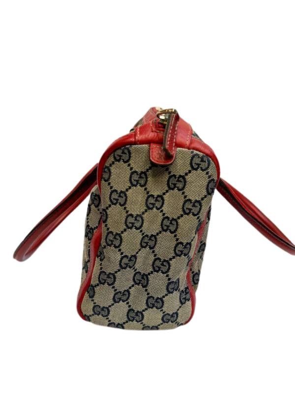 GUCCI グッチ GGネイビーレッド キャンバス ミニボストンバッグ