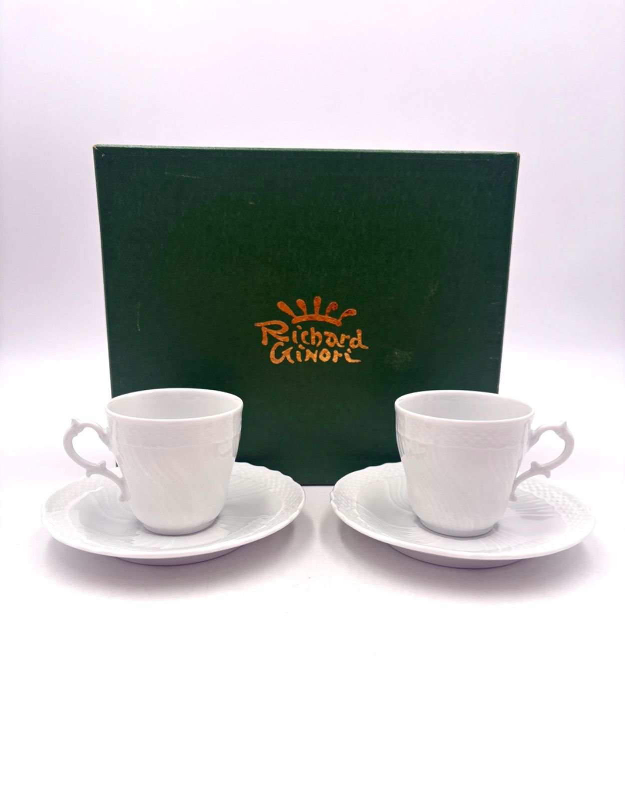 未使用品 リチャードジノリ ベッキオホワイト スープカップ×ソーサー 2