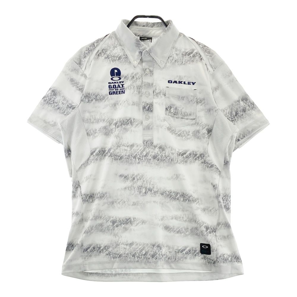 1081 未使用級　XL オークリー　半袖　ゴルフ　シャツ　総柄　ボタンダウン サイズ：XL OAKLEY オークリー 半袖ポロシャツ ボタンダウン 総柄