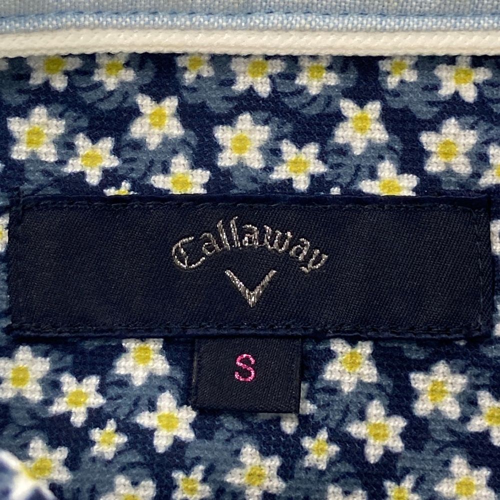 サイズ：S CALLAWAY キャロウェイ 半袖ポロシャツ 花柄 ネイビー系
