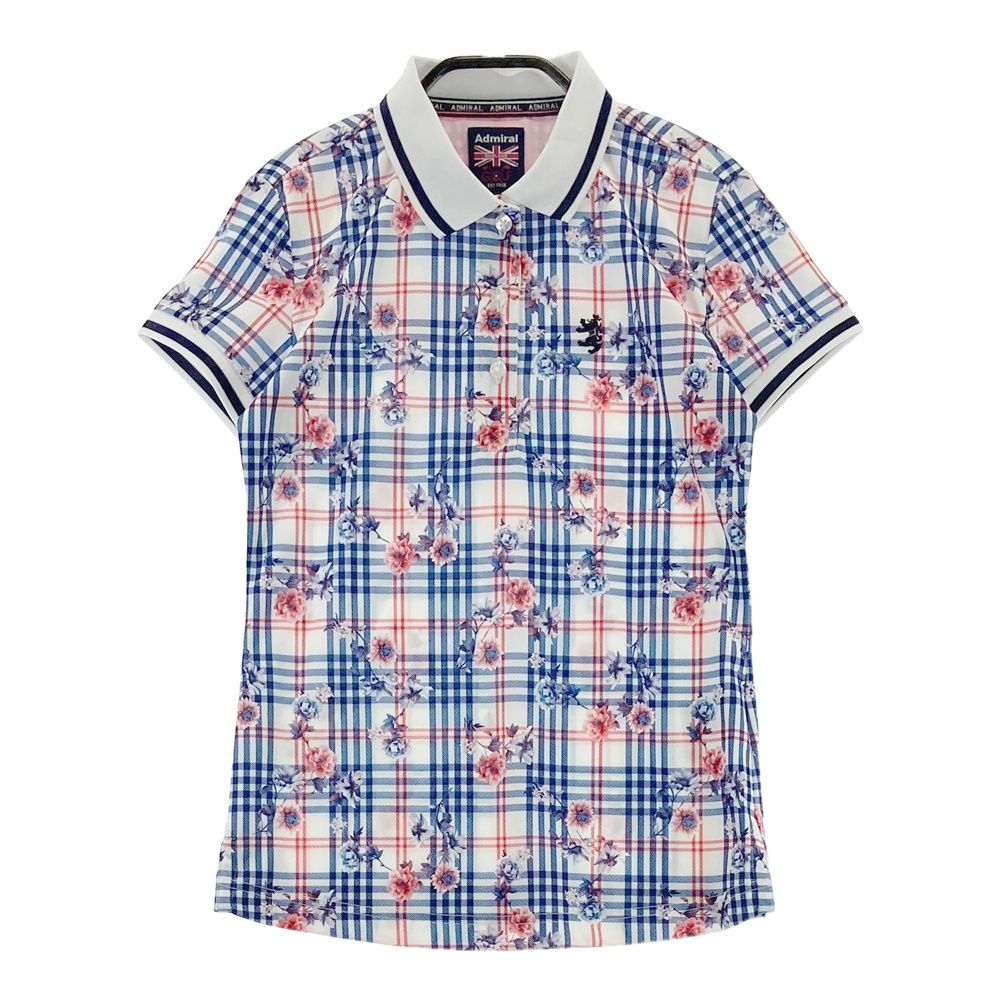 サイズ：S ADMIRAL アドミラル 半袖ポロシャツ チェック柄 ホワイト系